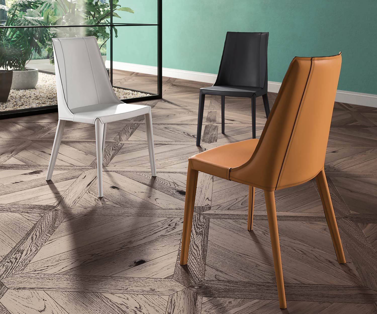 Design leren stoel van hoge kwaliteit in donkergrijs, wit of cognac Design leren stoel van hoge kwaliteit in donkergrijs, wit of cognac