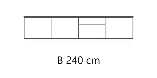 B 240 cm / H 49,5 cm / D 45 cm