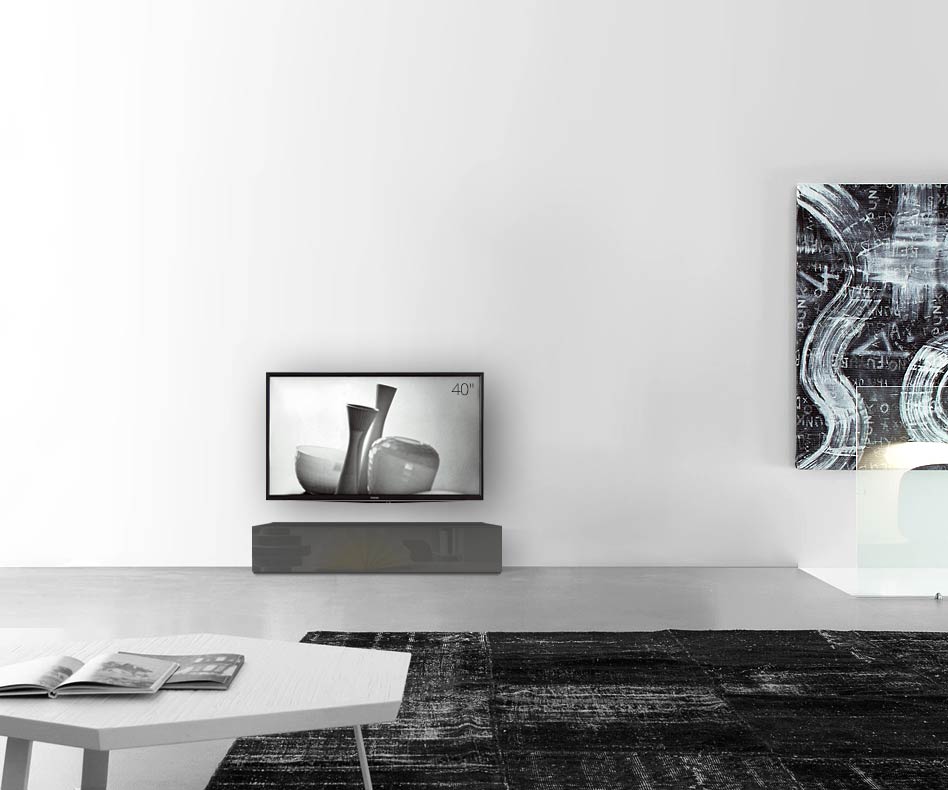 /Design lowboard vloer B120 H27 glanzend donkergrijs /Design lowboard vloer B120 H27 glanzend donkergrijs