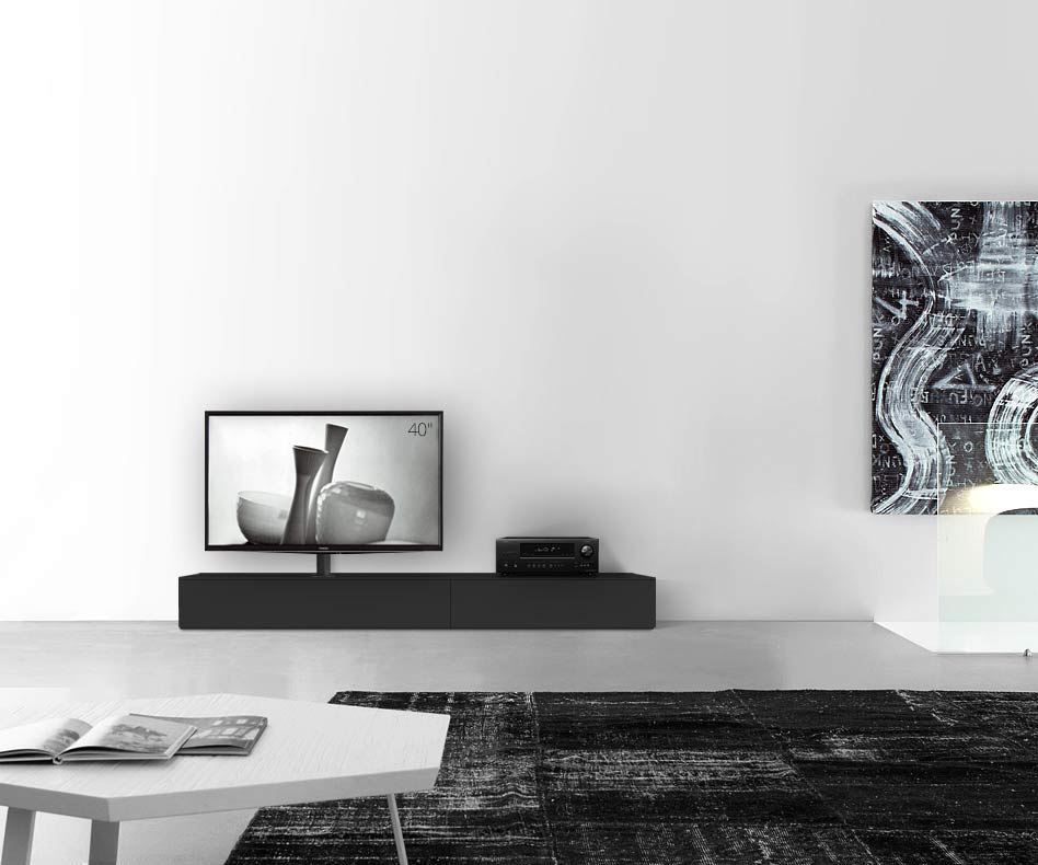 Design lowboard configurator met TV-beugel basisbreedte 210 25,5 54,6 links matzwart Design lowboard configurator met TV-beugel basisbreedte 210 25,5 54,6 links matzwart