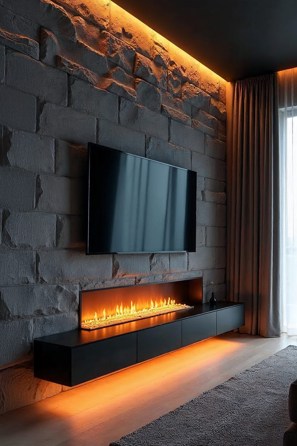 zwart-tv-dressoir-met-indirecte-verlichting-en-e-haard