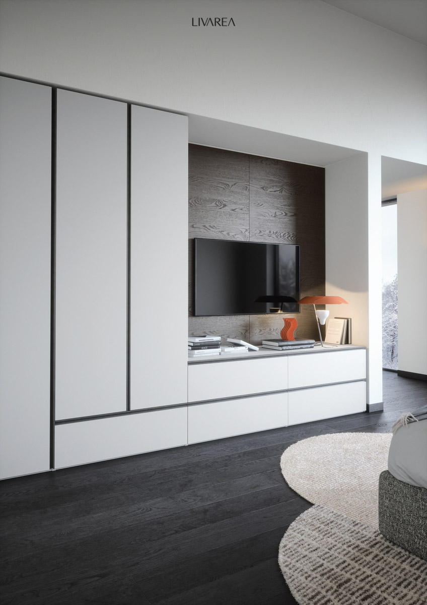 Multifunctionele kledingkast wit met tv-nis voor televisie Multifunctionele kledingkast wit met tv-nis voor televisie