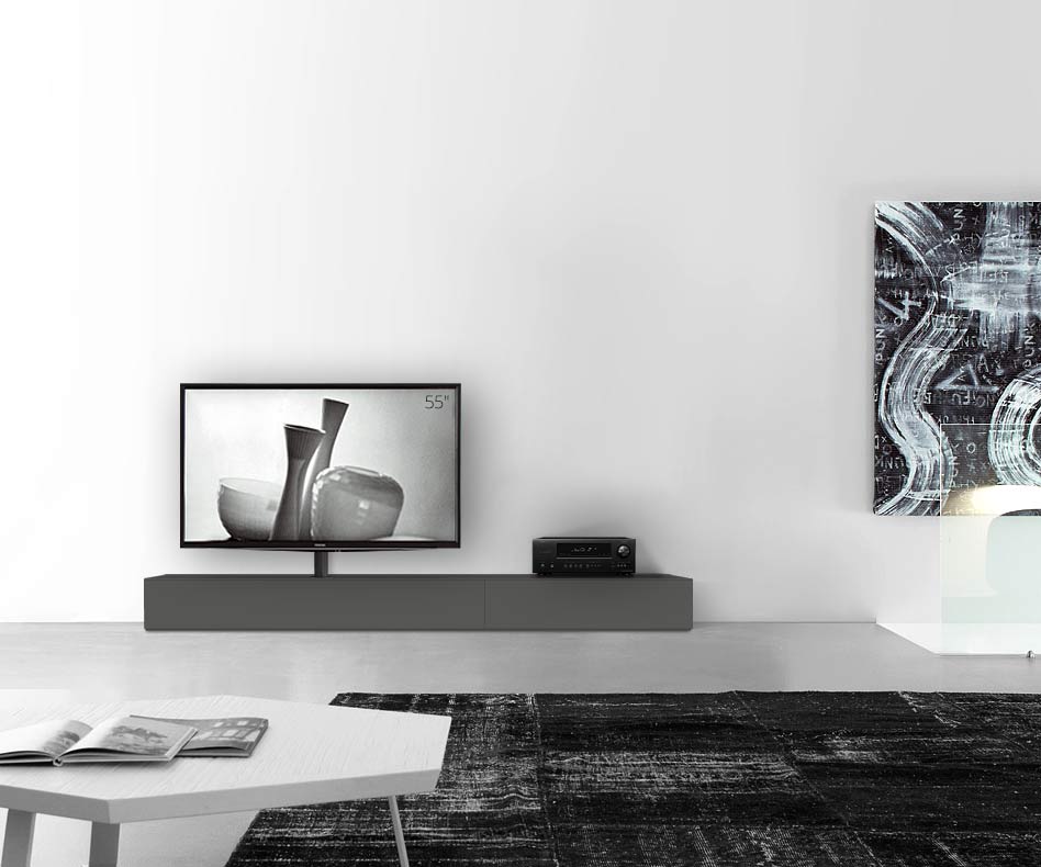 Design lowboard configurator met TV-bevestiging basisbreedte 240 25,5 54,6 links mat donkergrijs Design lowboard configurator met TV-bevestiging basisbreedte 240 25,5 54,6 links mat donkergrijs