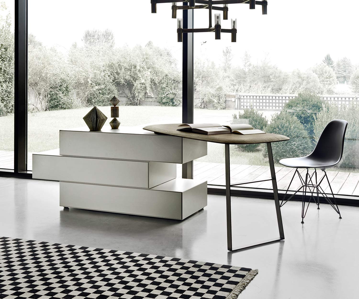 Exclusieve Livitalia Ecletto design commode met kaptafel in lichtgrijs mat Exclusieve Livitalia Ecletto design commode met kaptafel in lichtgrijs mat