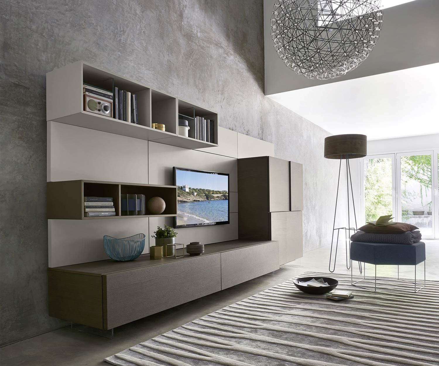 Exclusief Livitalia Design hangelement C34 met highboard in eikenfineer Exclusief Livitalia Design hangelement C34 met highboard in eikenfineer