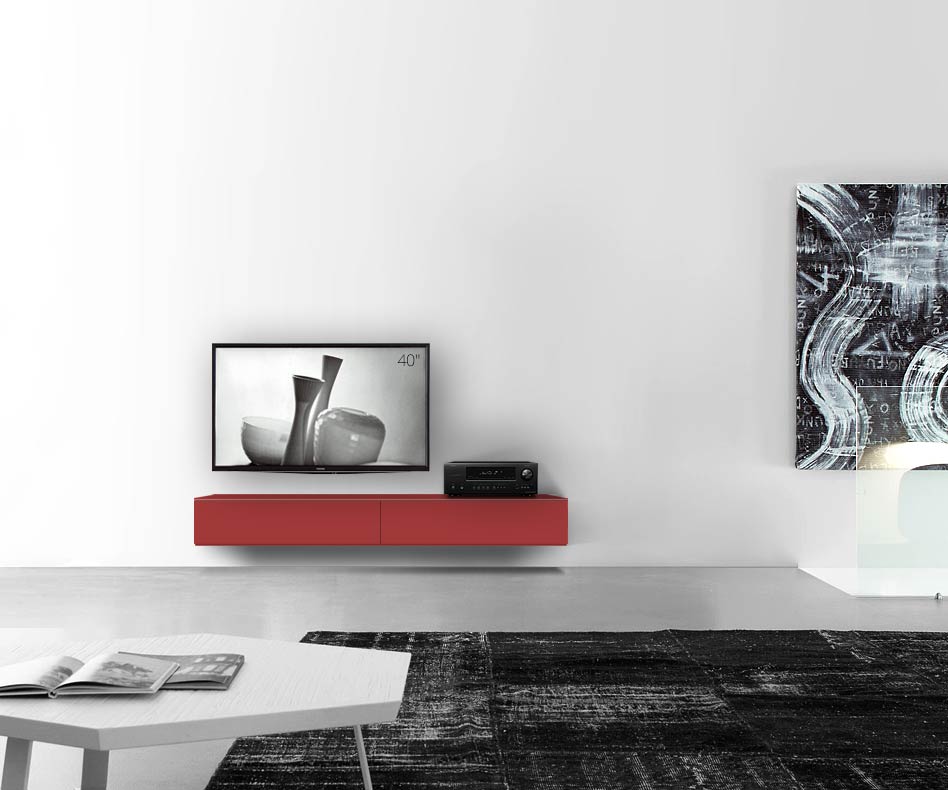 /Design lowboard wand B180 H25 5 mat rood