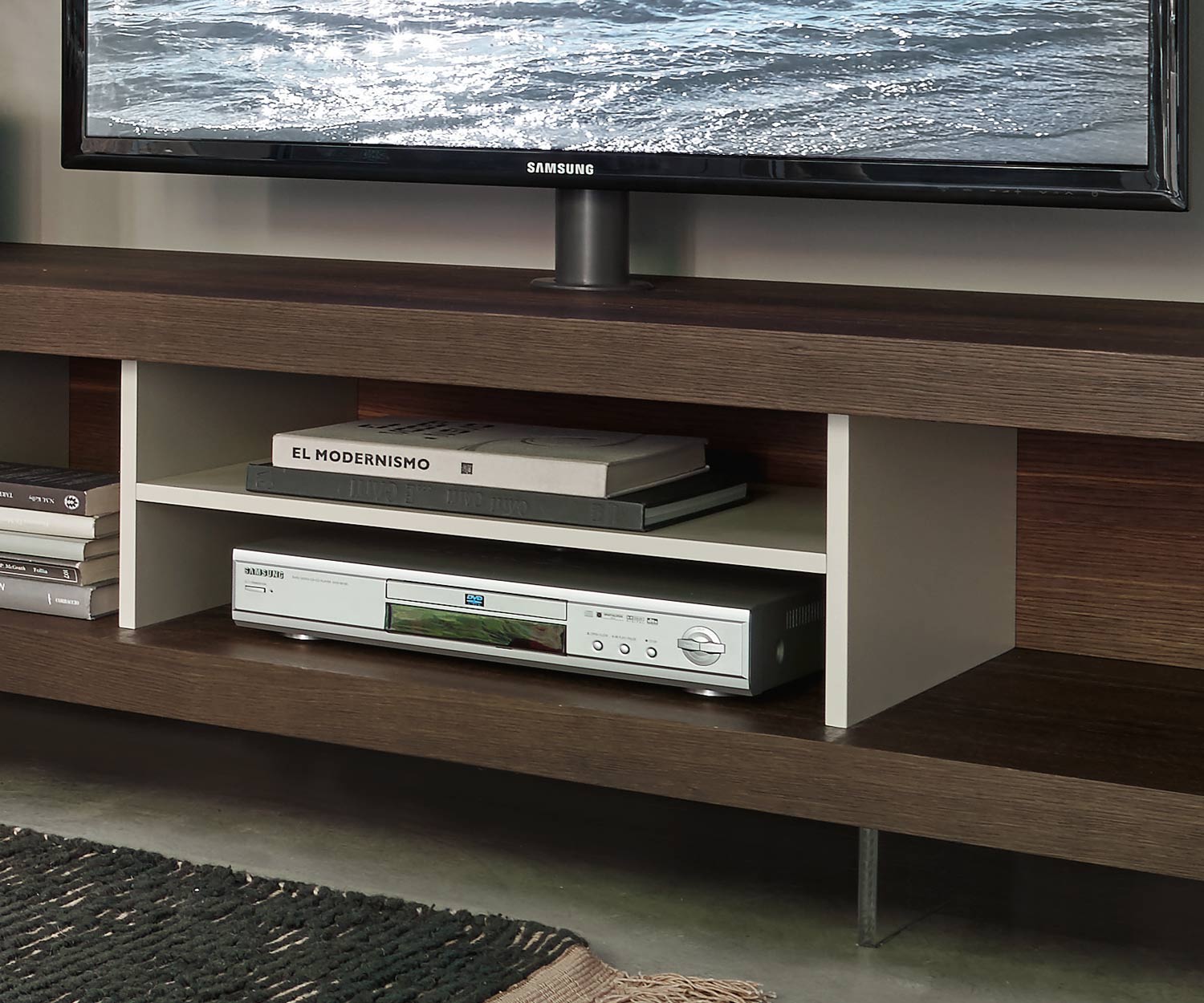Modern LIvitalia open design lowboard in detail open schap voor hifi-apparatuur Modern LIvitalia open design lowboard in detail open schap voor hifi-apparatuur