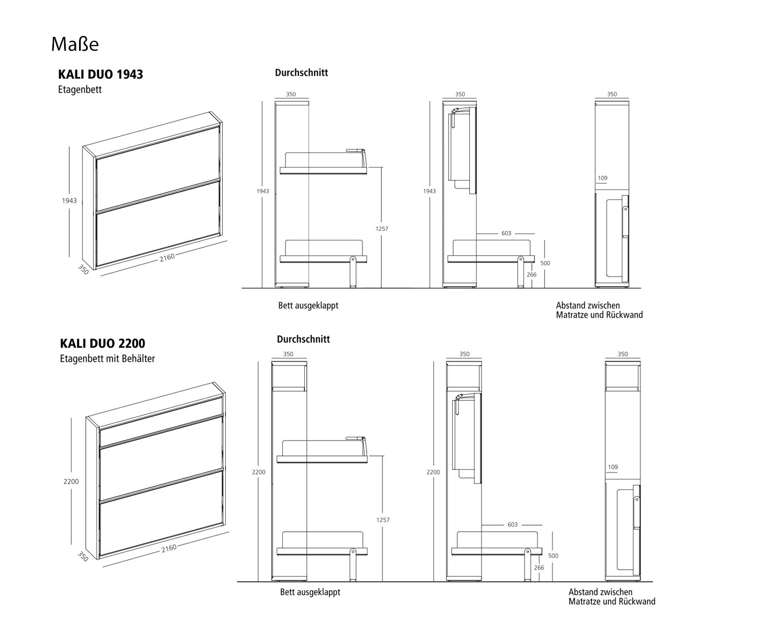 KALI DUO 1943 / 2200 Design kledingkast bed afmetingen schets KALI DUO 1943 / 2200 Design kledingkast bed afmetingen schets