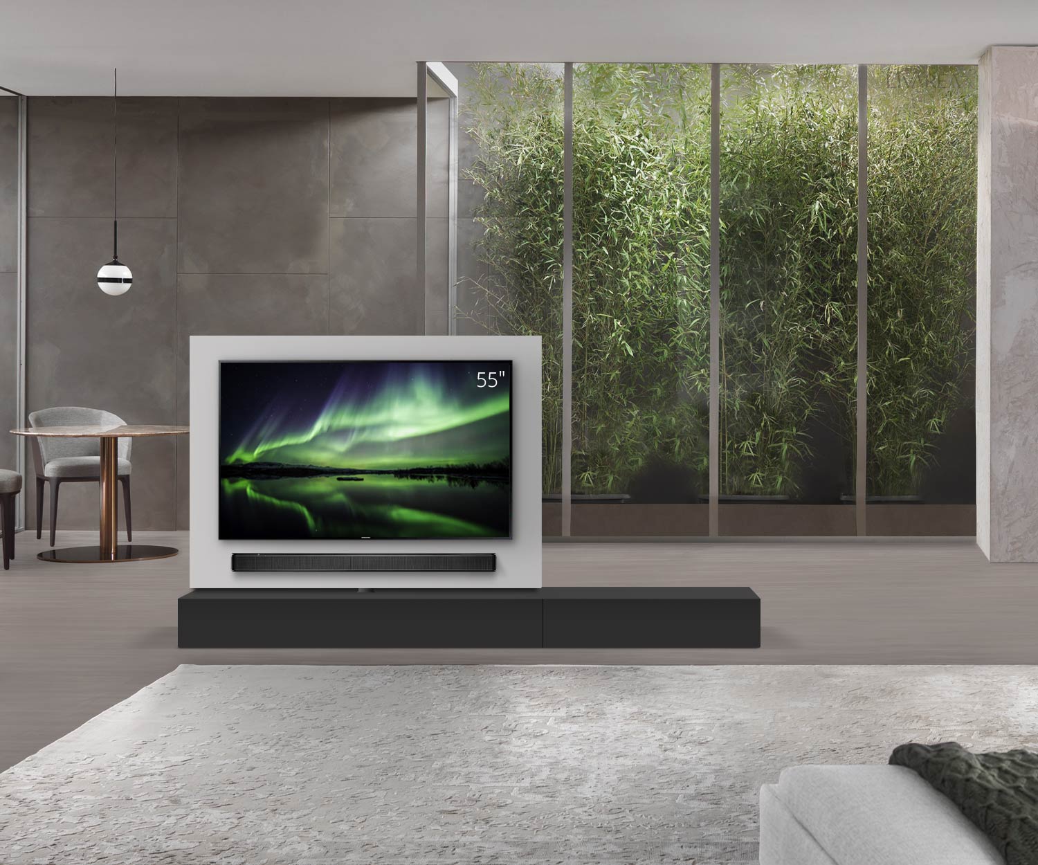 Livitalia Roto design lowboard ruimteverdeler met draaibaar TV-paneel B150 65 H25 D56 NeroM B90re oBox Livitalia Roto design lowboard ruimteverdeler met draaibaar TV-paneel B150 65 H25 D56 NeroM B90re oBox