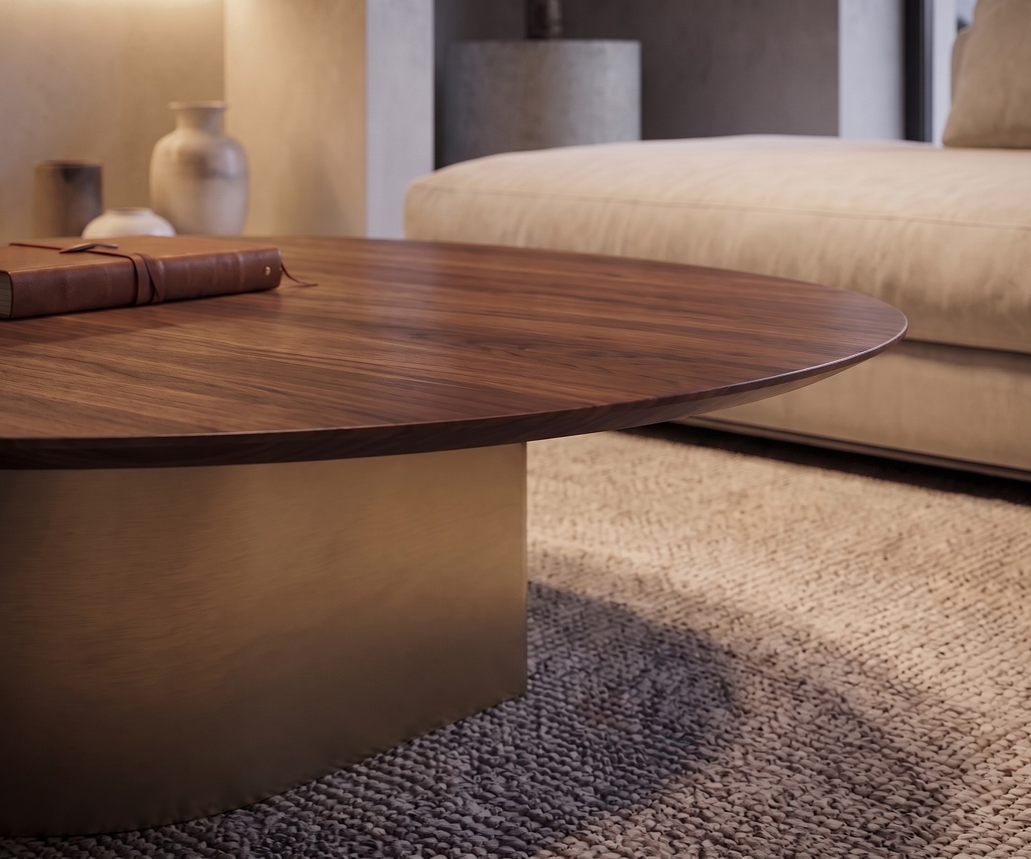 al2 dakry 006 design salontafel van hout al2 dakry 006 salontafel in de woonkamer met een donker houten tafelblad en een elegante goudkleurige voet.