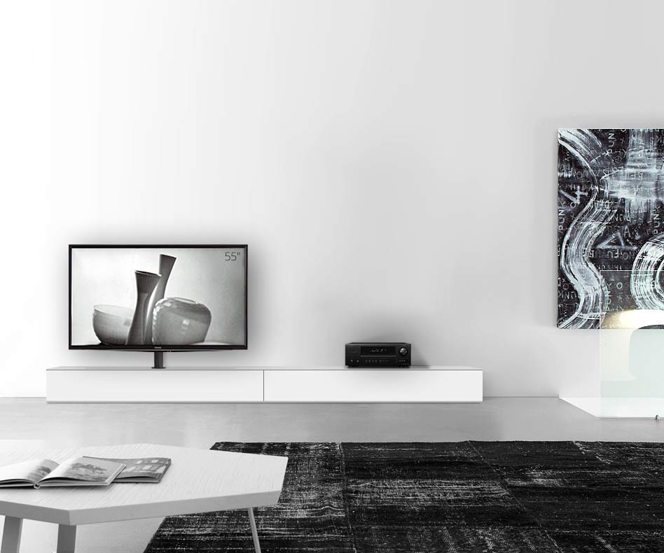 Design lowboard configurator met TV-beugel basisbreedte 300 25,5 45 links mat wit Design lowboard configurator met TV-beugel basisbreedte 300 25,5 45 links mat wit