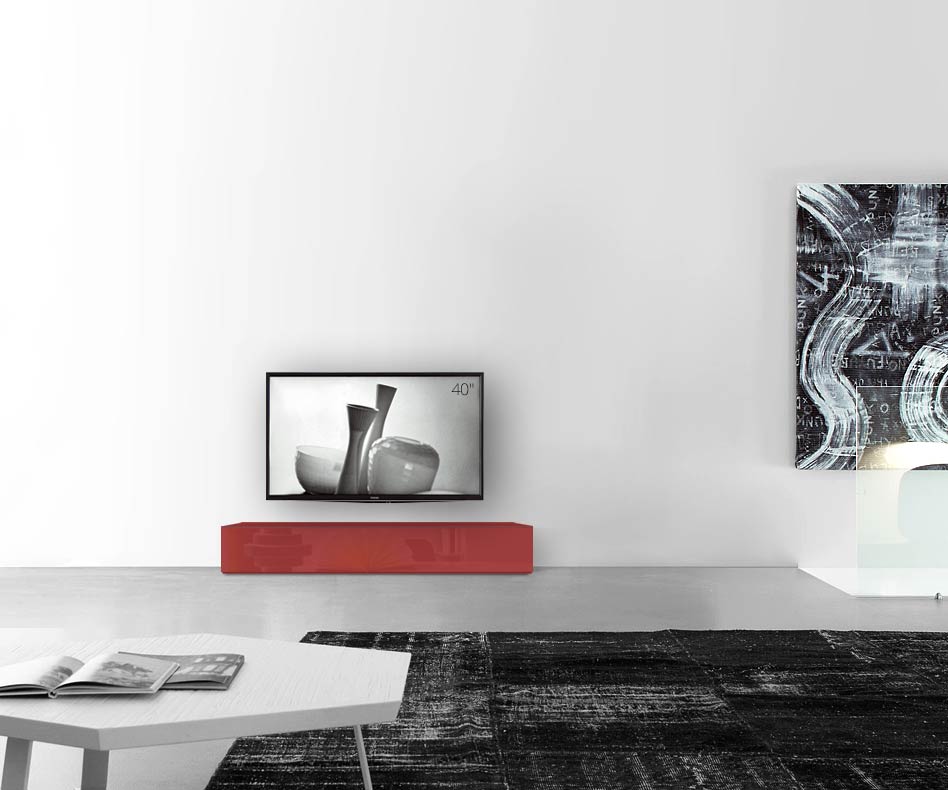 /Design lowboard vloer B150 H27 glanzend rood /Design lowboard vloer B150 H27 glanzend rood