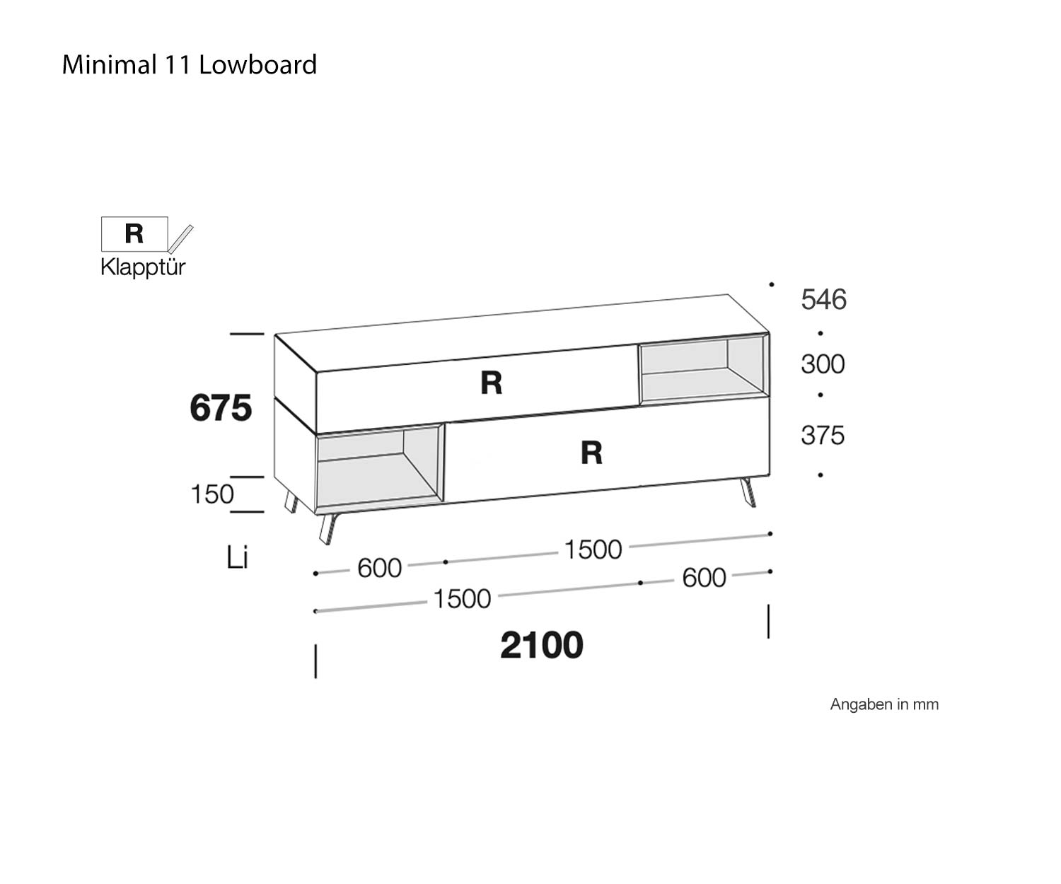 Livitalia Minimal 11 Woonkamer kast schets afmetingen Livitalia Minimal 11 Woonkamer kast schets afmetingen
