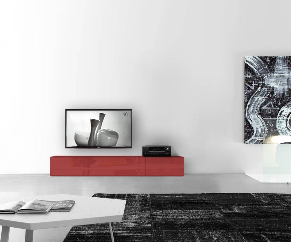 /Design lowboard vloer B210 H35 glanzend rood /Design lowboard vloer B210 H35 glanzend rood