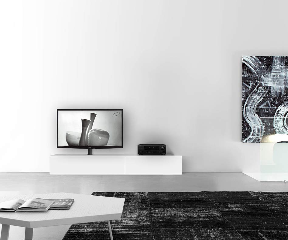 Design lowboard configurator met TV-beugel basisbreedte 210 33,5 45 links mat wit Design lowboard configurator met TV-beugel basisbreedte 210 33,5 45 links mat wit
