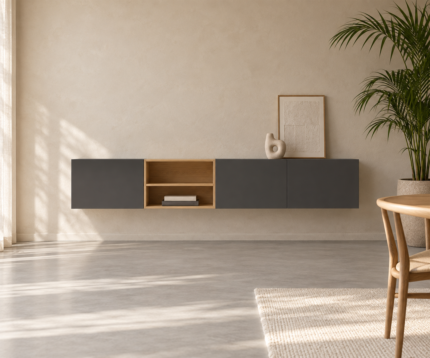 Livitalia Box 18 Wanddressoir 240 cm – Mat donkergrijs + Licht eiken Livitalia Box 18 Wanddressoir 240 cm – Mat donkergrijs + Licht eiken