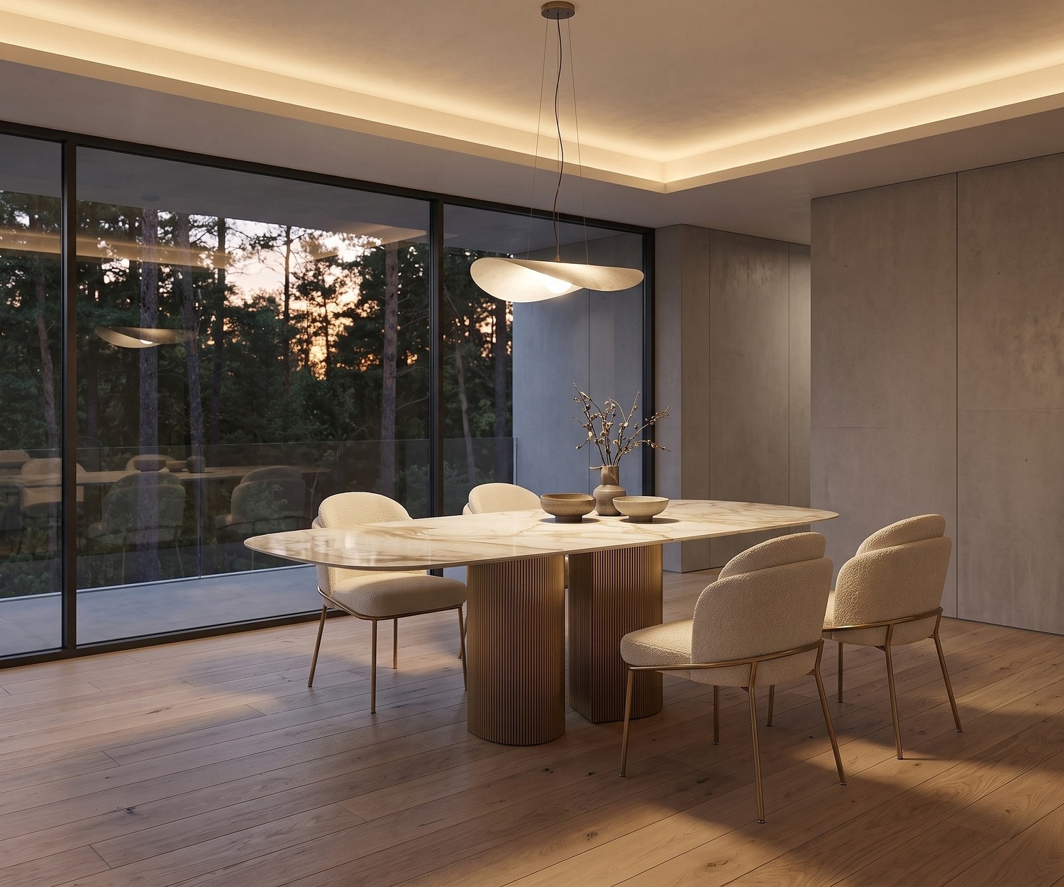 al2 dakry b 001 design eettafel, ovaal model met marmerlook keramiek blad en metalen poten in een moderne eetkamer.