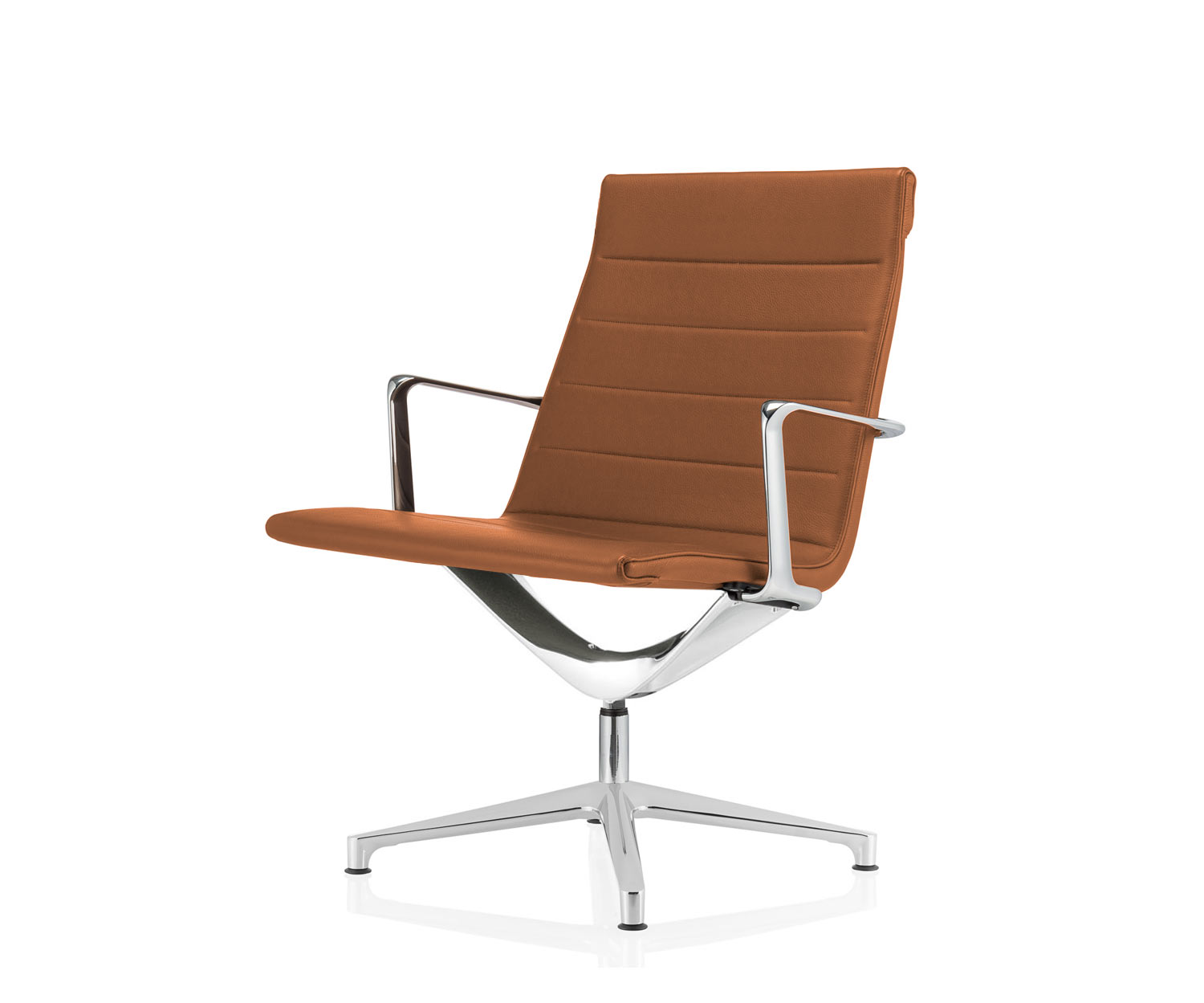 Modern ICF Valea Lounge draaistoel aluminium leer tabak Modern ICF Valea Lounge draaistoel aluminium leer tabak