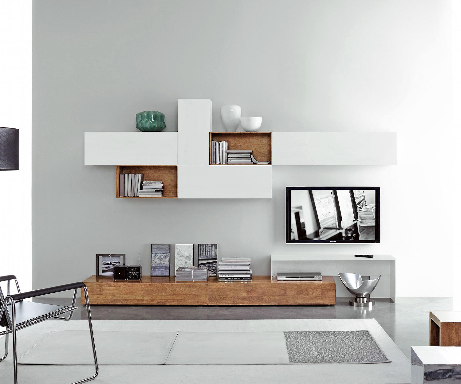Hoogwaardige design woonkamer hangelementen hoogglans in wit
