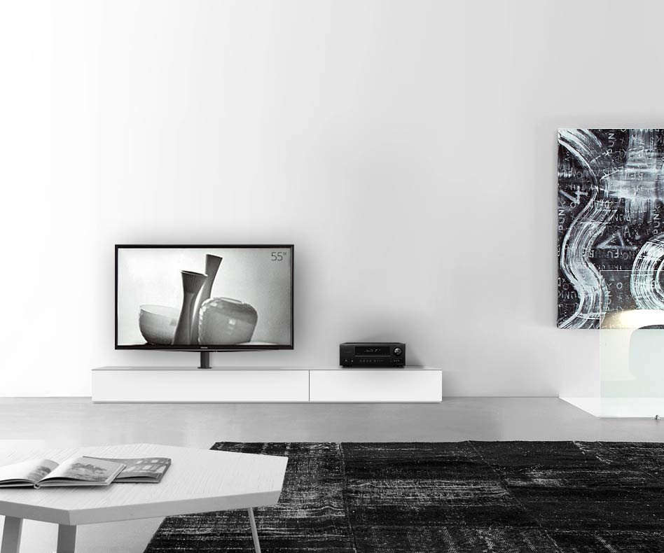 Design lowboard configurator met TV-beugel basisbreedte 240 25,5 54,6 links mat wit Design lowboard configurator met TV-beugel basisbreedte 240 25,5 54,6 links mat wit