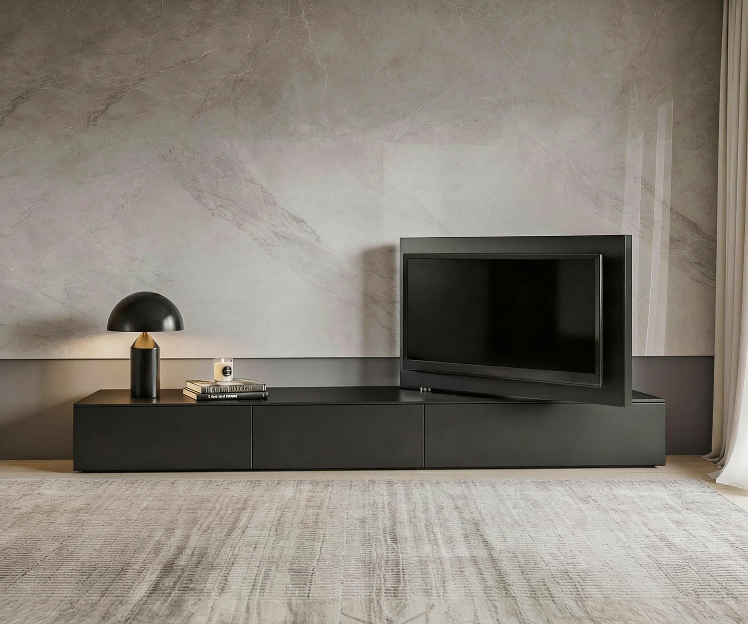 Livitalia Vision lowboard met 90° draaibaar TV-paneel Livitalia Vision lowboard met 90° draaibaar TV-paneel