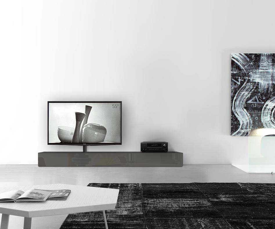 Design lowboard configurator met TV-houder basisbreedte 240 25,5 54,6 links glanzend donkergrijs Design lowboard configurator met TV-houder basisbreedte 240 25,5 54,6 links glanzend donkergrijs