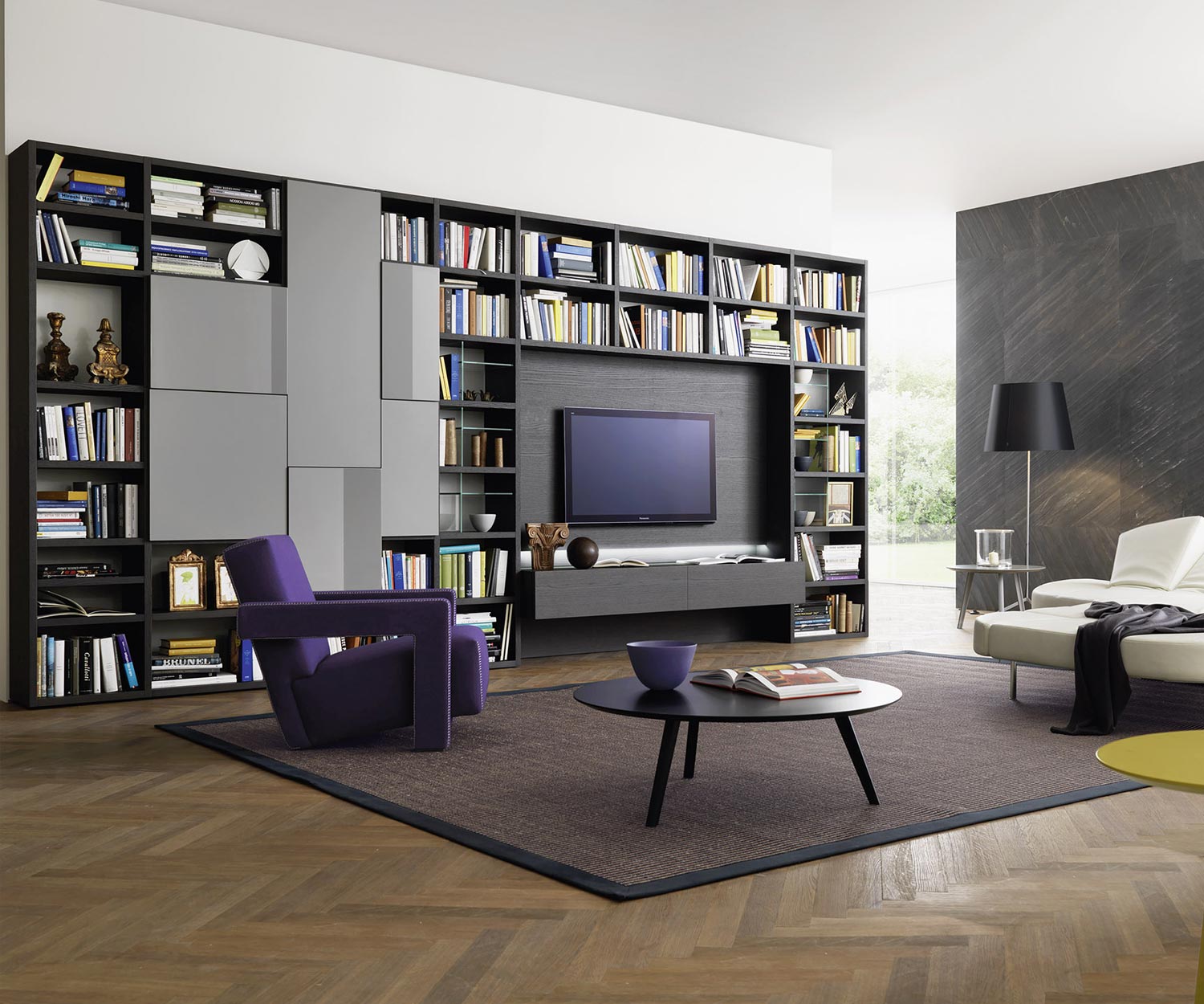 Exclusieve design woonkamer boekenkast C54 in houtlook Exclusieve design woonkamer boekenkast C54 in houtlook