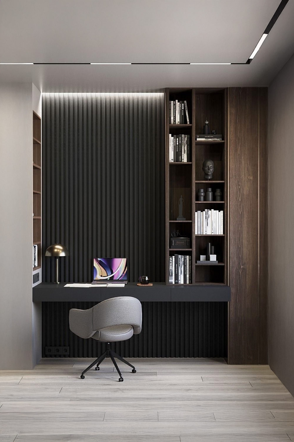 ruimtebesparende-wand-werkplek-met-stevig-tafelblad-en-hoge-boekenkasten