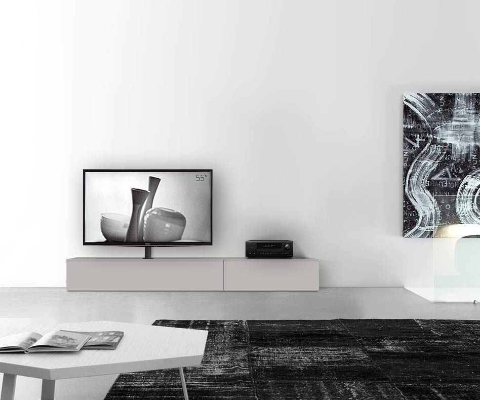 Design lowboard configurator met TV-houder basisbreedte 240 33,5 45 links mat lichtgrijs