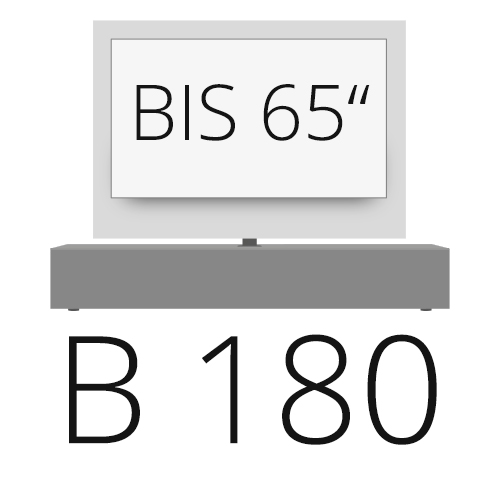 B 180 cm tot 65 inch tv