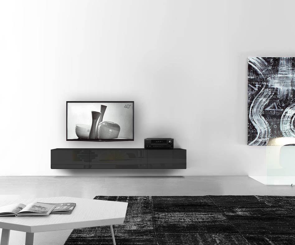 /Design lowboard wand B210 H33 5 glanzend zwart /Design lowboard wand B210 H33 5 glanzend zwart