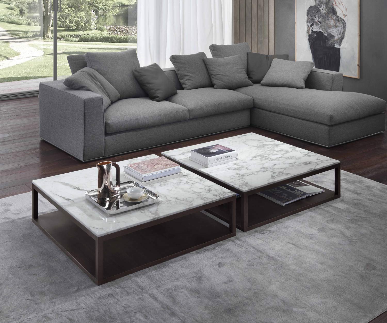 Exclusieve Giulio Marelli Design salontafel Stone B 95x95 Carrara marmer tafelblad Exclusieve Giulio Marelli Design salontafel Stone B 95x95 Carrara marmer tafelblad