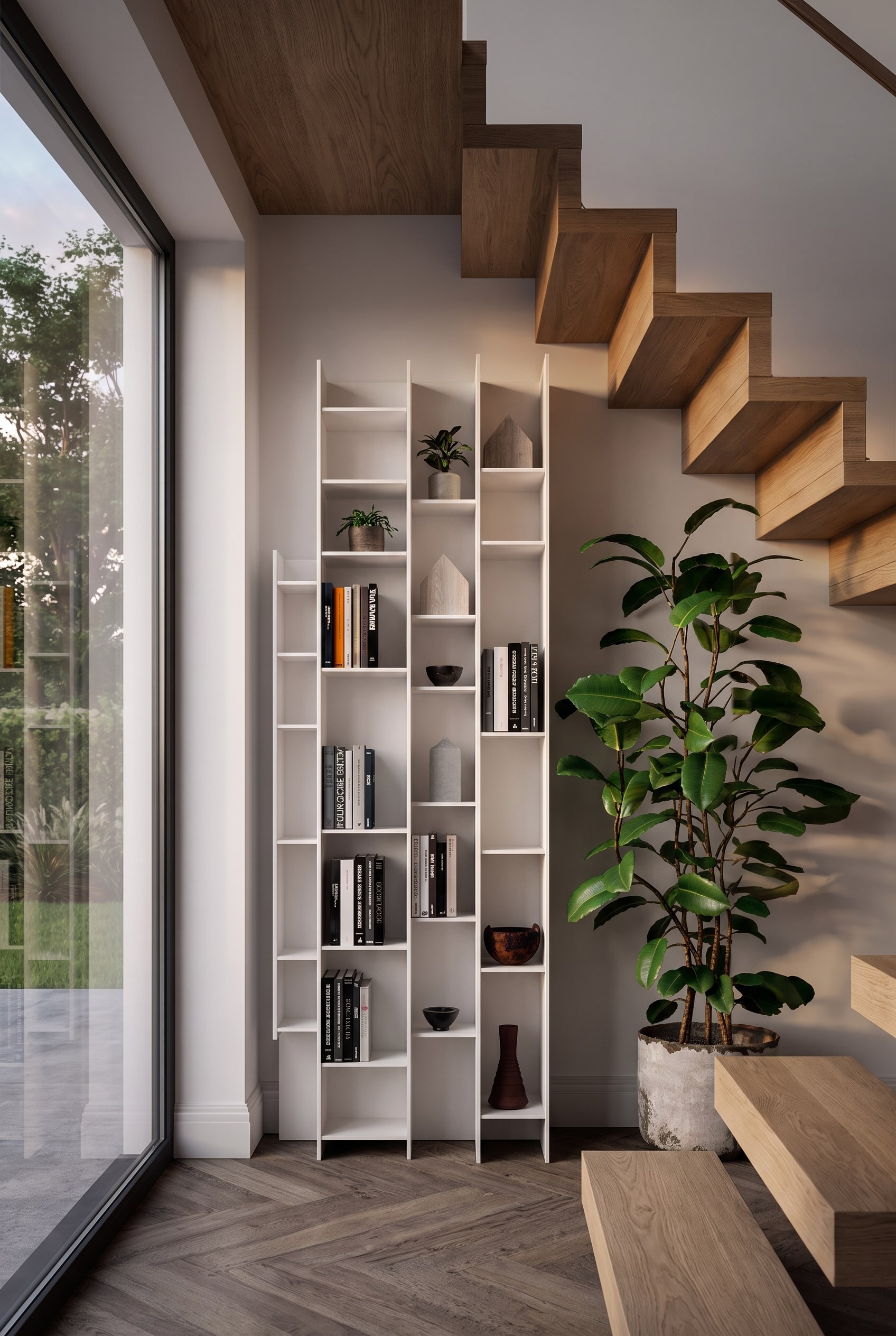 Treppenhaus Wandregal Modern