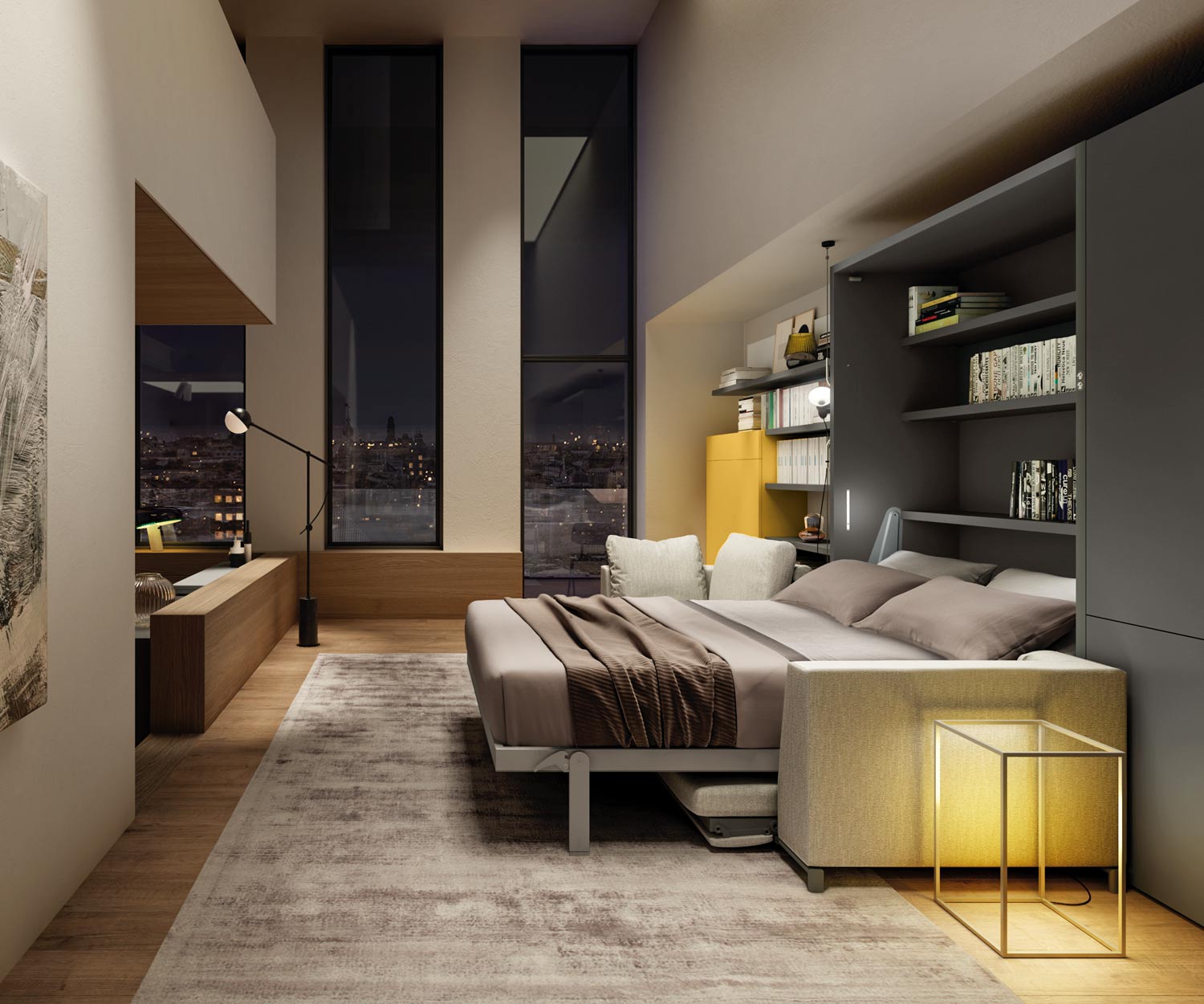 Ontwerp kledingkast bed transformeer plank in bed Ontwerp kledingkast bed transformeer plank in bed