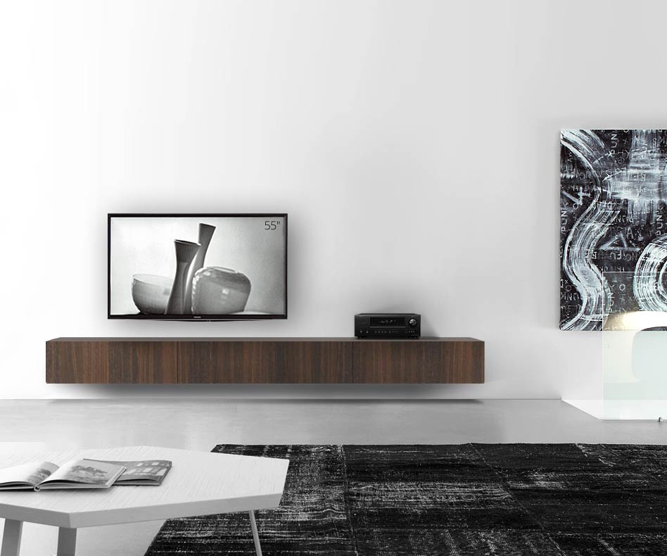 Livitalia Houten design lowboard configurator wand 300 cm 32 cm 56 cm bruin eiken Livitalia Houten design lowboard configurator wand 300 cm 32 cm 56 cm bruin eiken