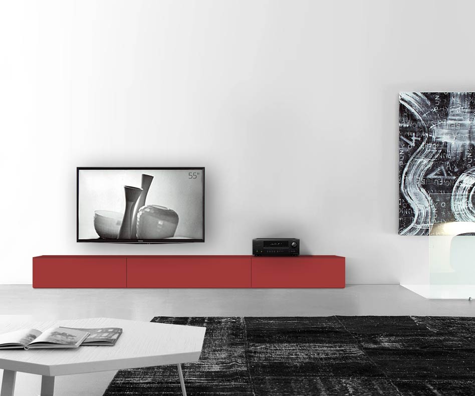 /Design lowboard voet W300 H35 mat rood /Design lowboard voet W300 H35 mat rood