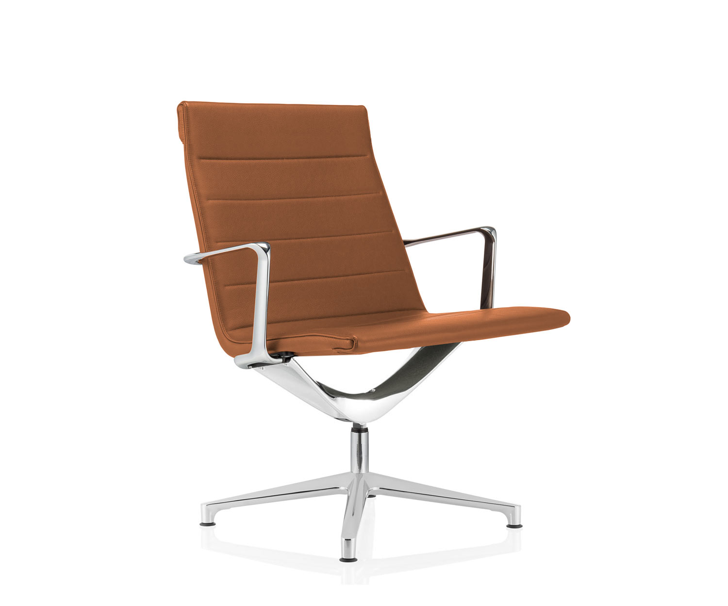 Exclusief ICF Valea Lounge draaistoel aluminium leer tabak Exclusief ICF Valea Lounge draaistoel aluminium leer tabak