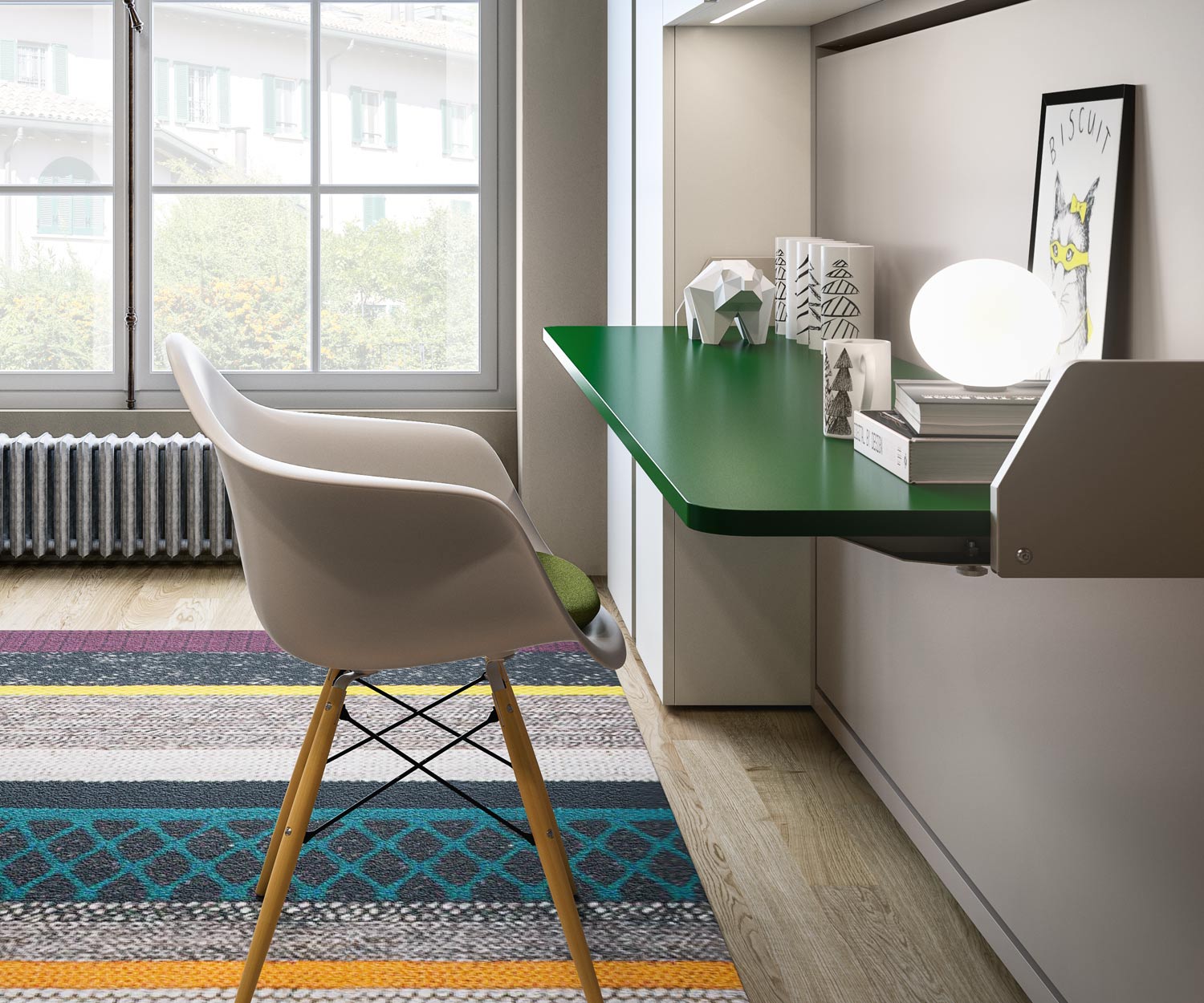 Clei Kali 90/120 Designboard Murphy bed met bureau Clei Kali 90/120 Designboard Murphy bed met bureau