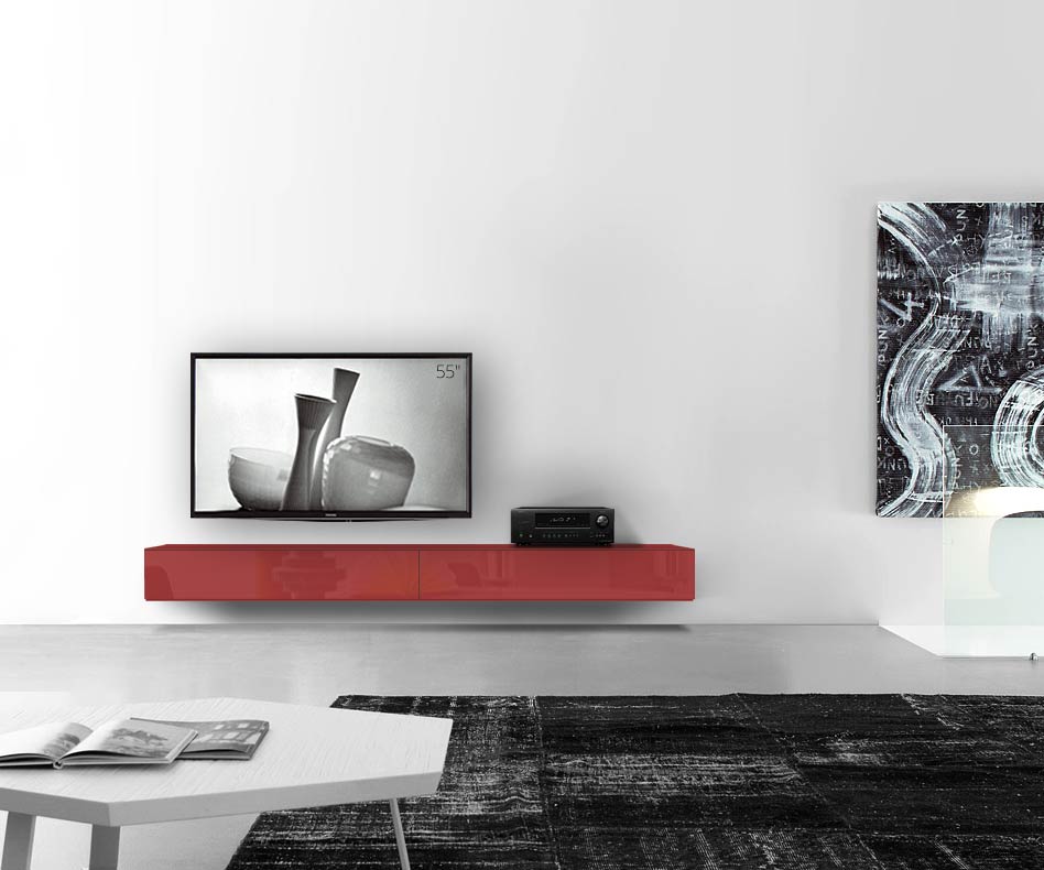 /Design lowboard wand B240 H25 5 hoogglans rood /Design lowboard wand B240 H25 5 hoogglans rood