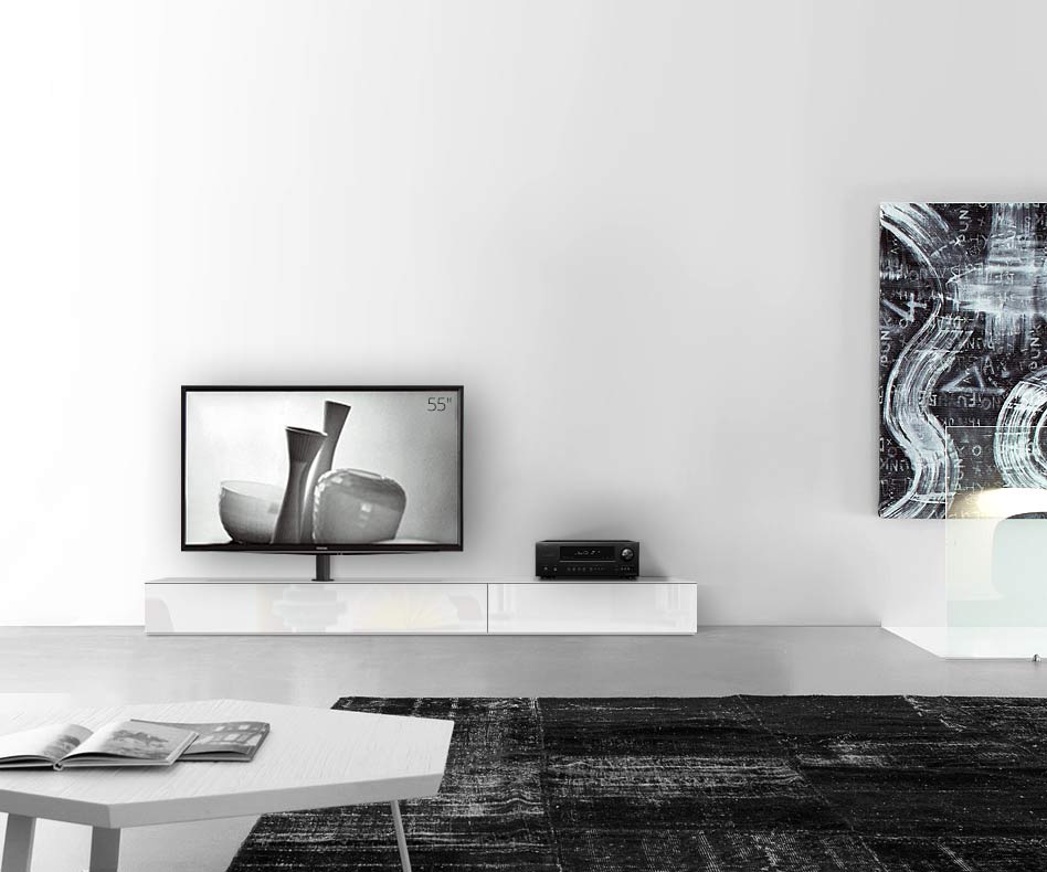 Design lowboard configurator met TV-houder basisbreedte 240 25,5 54,6 links glanzend wit Design lowboard configurator met TV-houder basisbreedte 240 25,5 54,6 links glanzend wit